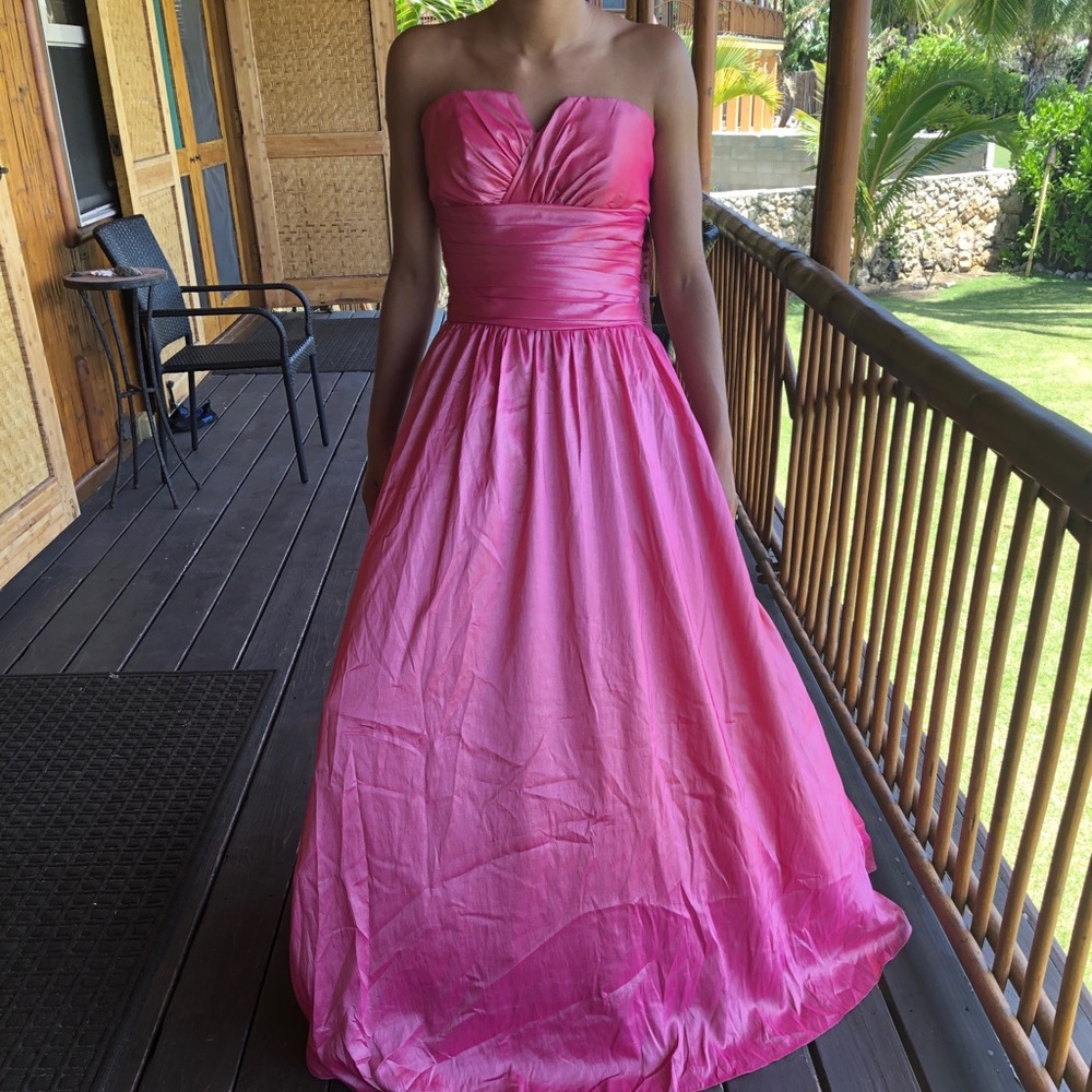 Pink shimmer taffeta Maggie Sottero prom dress NWT - Picture 1 of 6